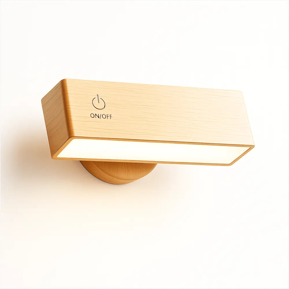 Applique murale bois LED tactile recharge USB design moderne(rectangulaire, en bois naturel brossé)