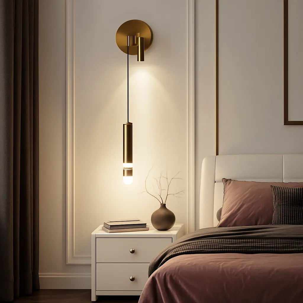 Applique murale dorée LED orientable design cylindrique aluminium acrylique