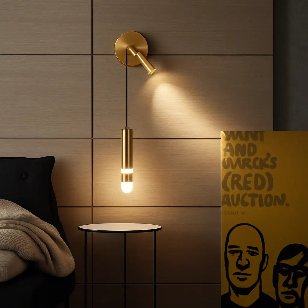 Applique murale dorée LED orientable design cylindrique aluminium acrylique