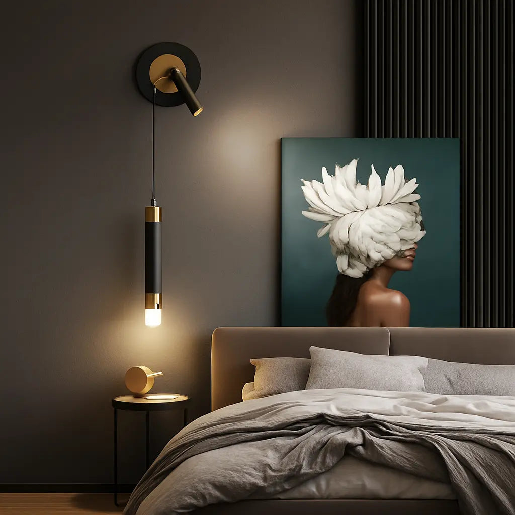 Applique murale dorée LED orientable design cylindrique aluminium acrylique