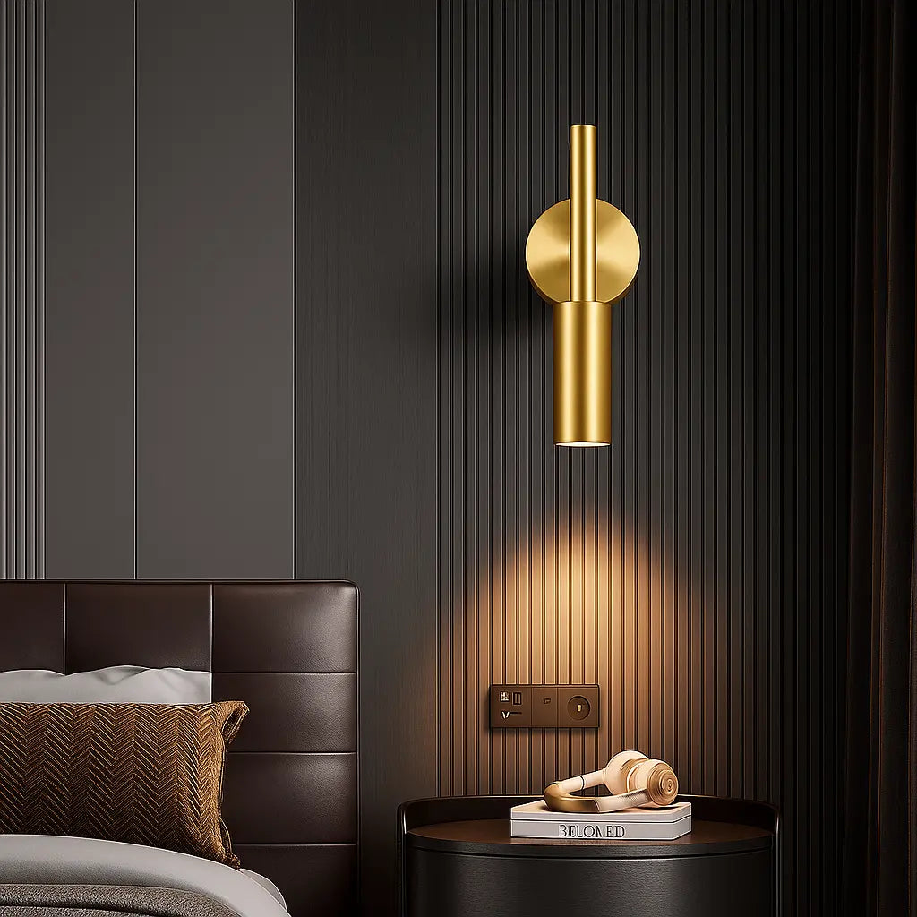 Applique murale dorée design géométrique en métal réglable LED intégrée