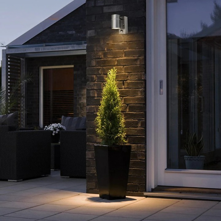 Applique murale extérieure avec détecteur de mouvement en acier inoxydable design moderne noir