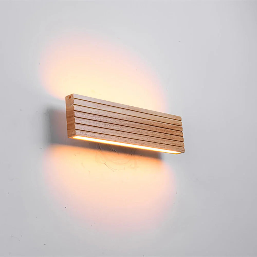 Applique murale salle de bain en bois de chêne design moderne LED