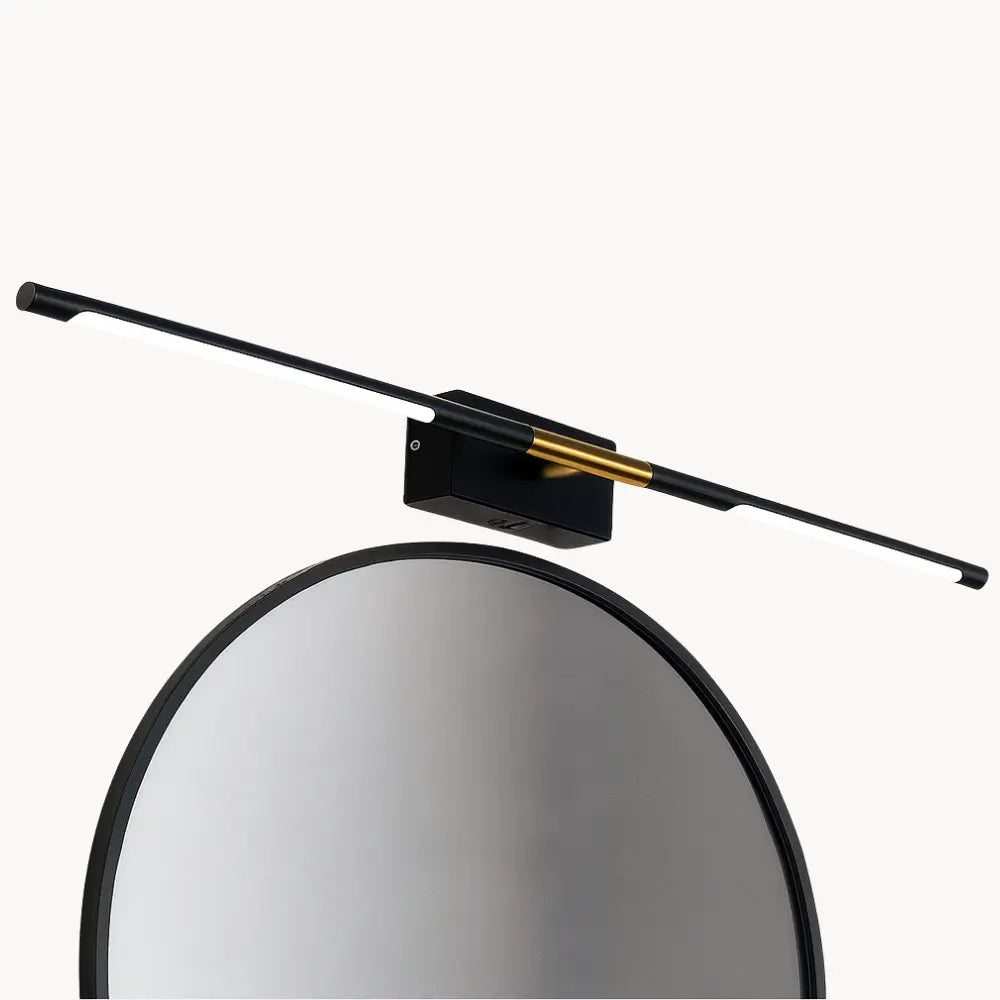 Applique murale salle de bain LED élégante noire et dorée linéaire adaptable miroirs divers tailles