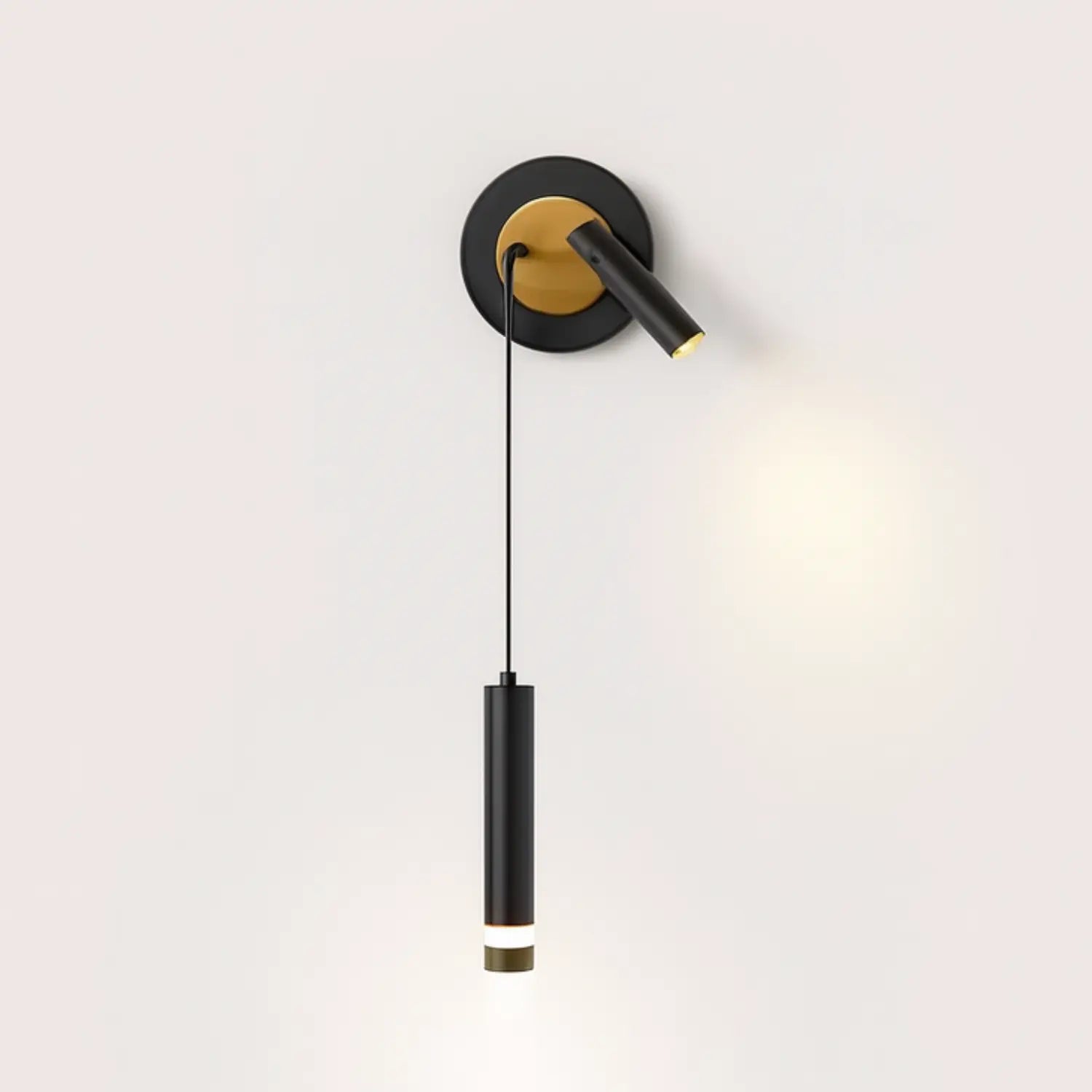 Applique murale dorée avec liseuse LED en design noir moderne