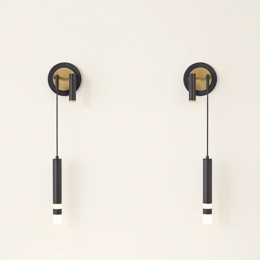 Applique murale dorée avec liseuse LED en design noir moderne