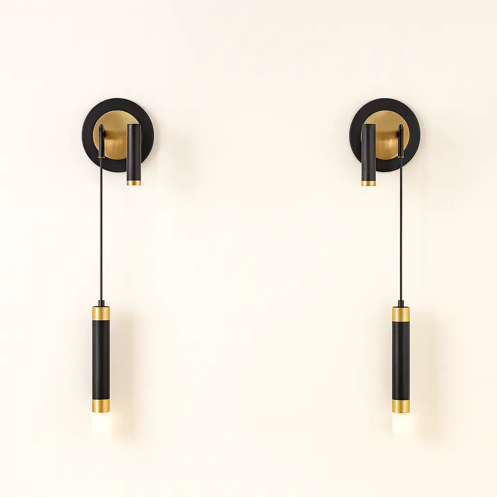 Applique murale dorée avec liseuse LED en design noir moderne