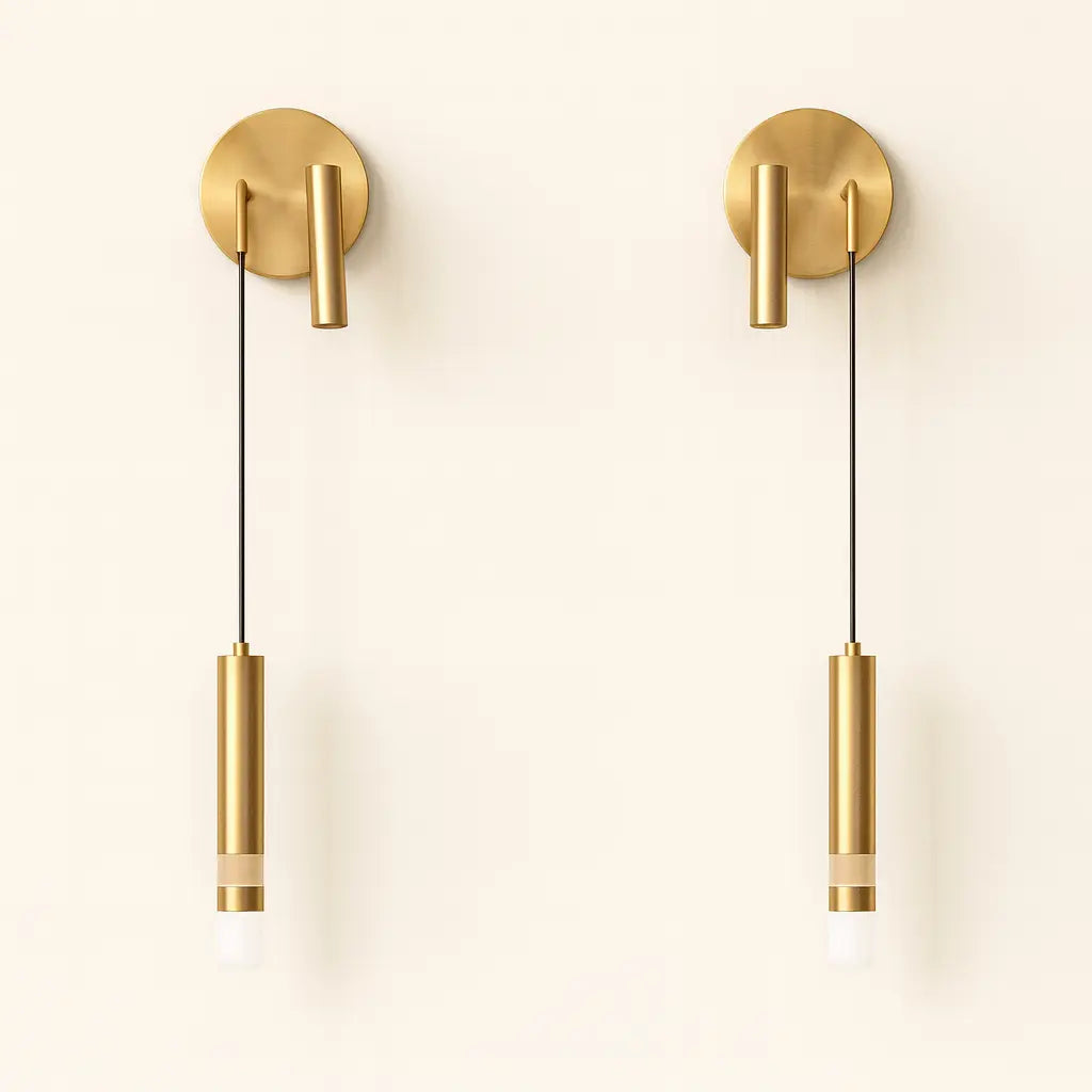 Applique murale dorée avec liseuse LED en design noir moderne