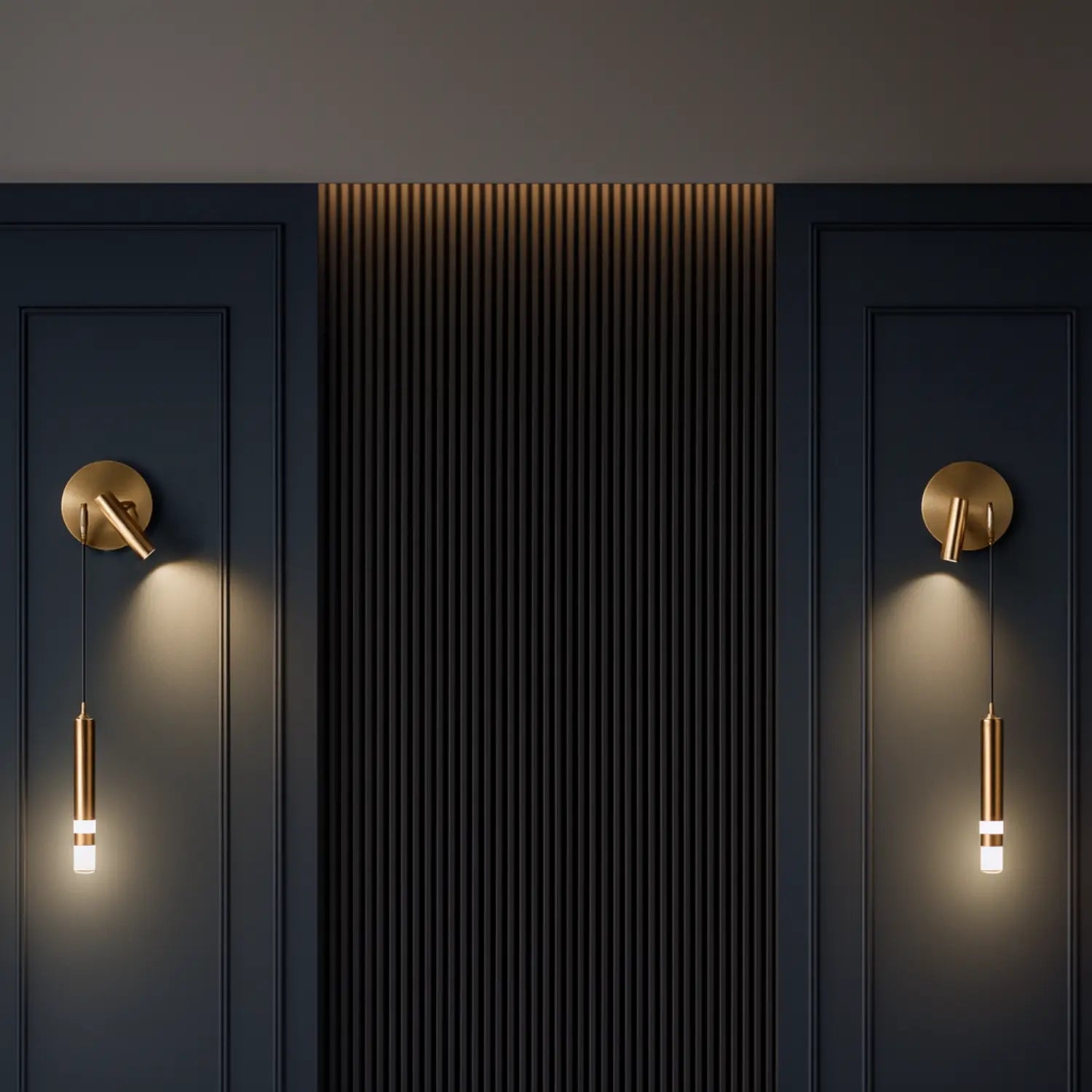 Applique murale dorée avec liseuse LED en design noir moderne