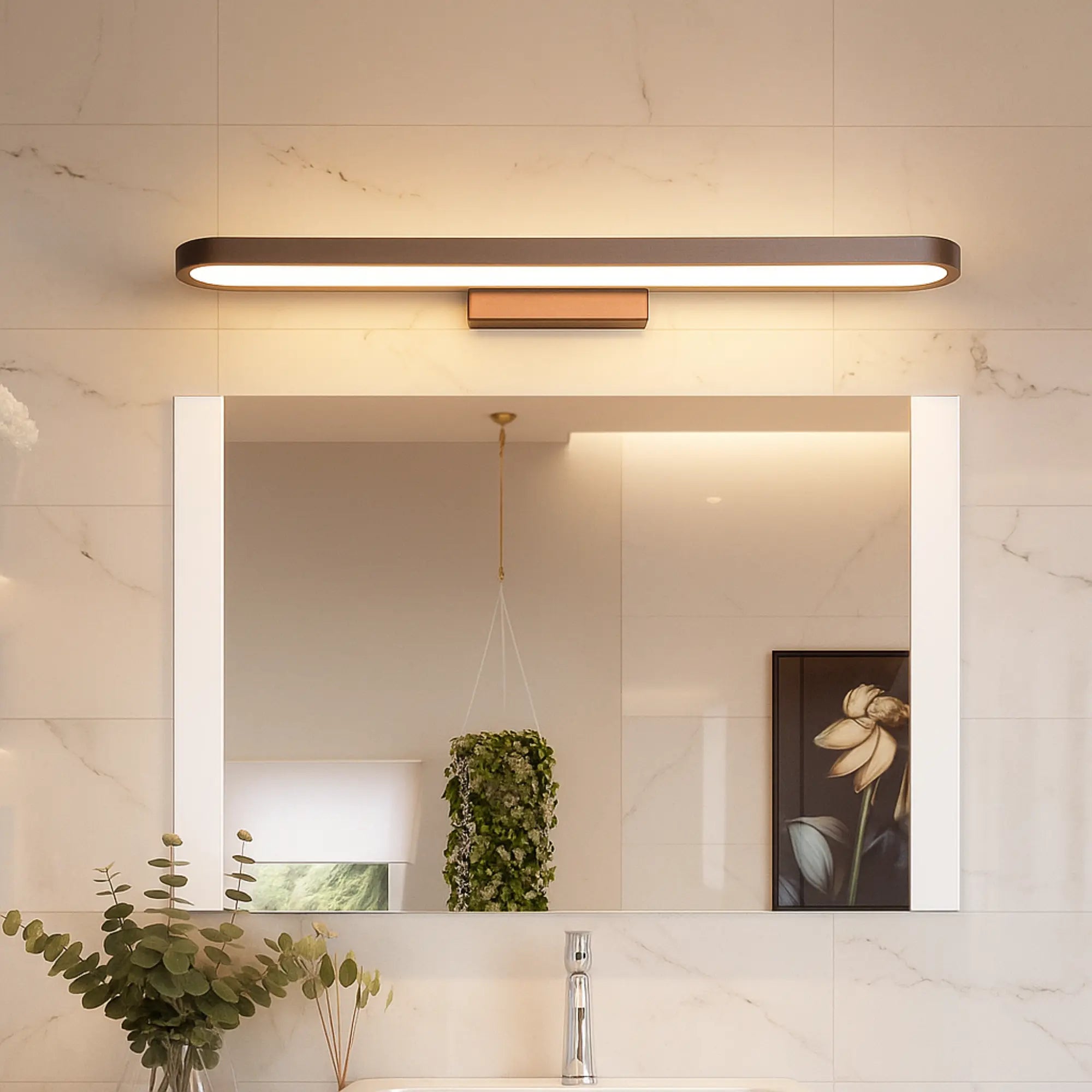 Applique murale bois design moderne lumière LED intégrée pour salle de bain