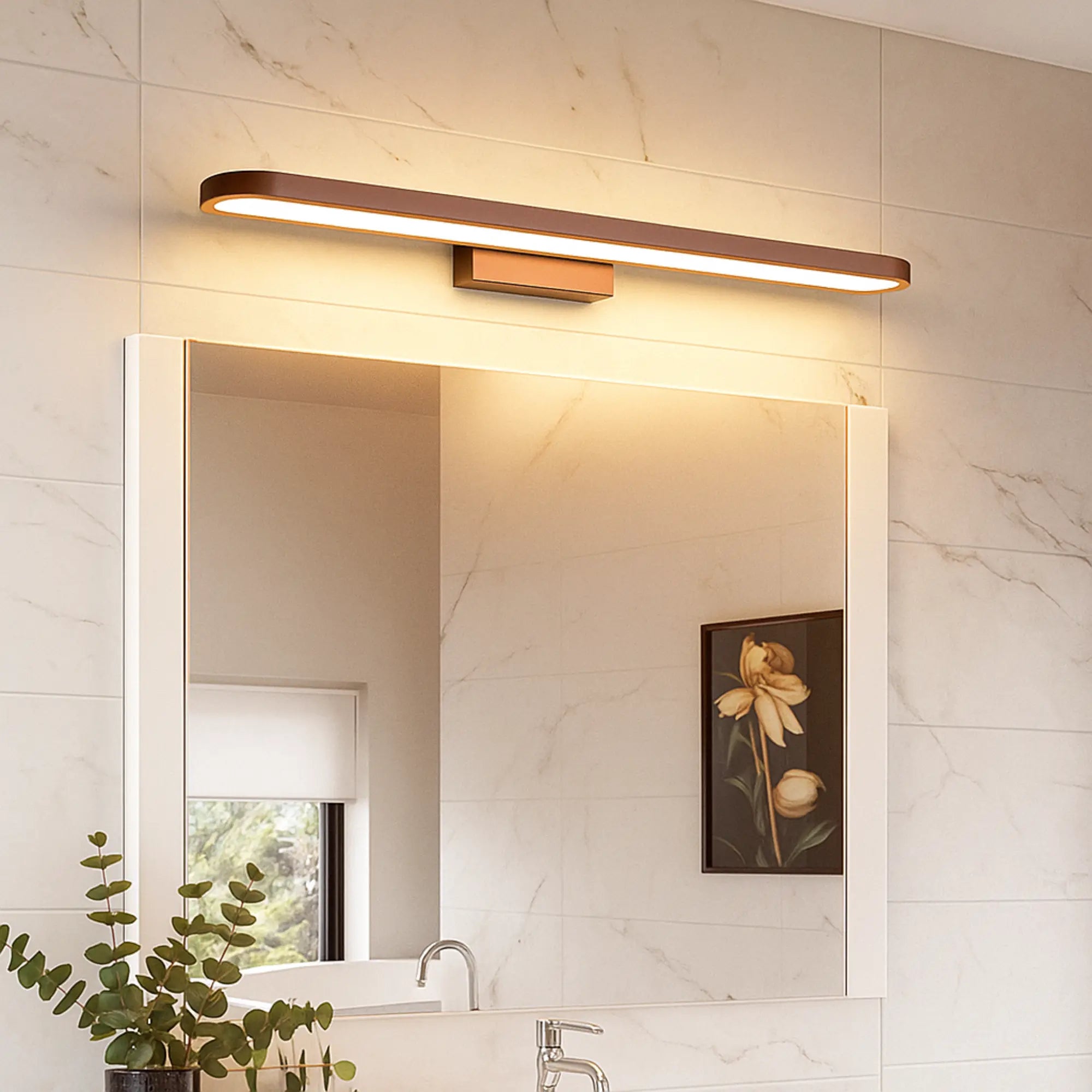 Applique murale salle de bain LED marron design fin moderne