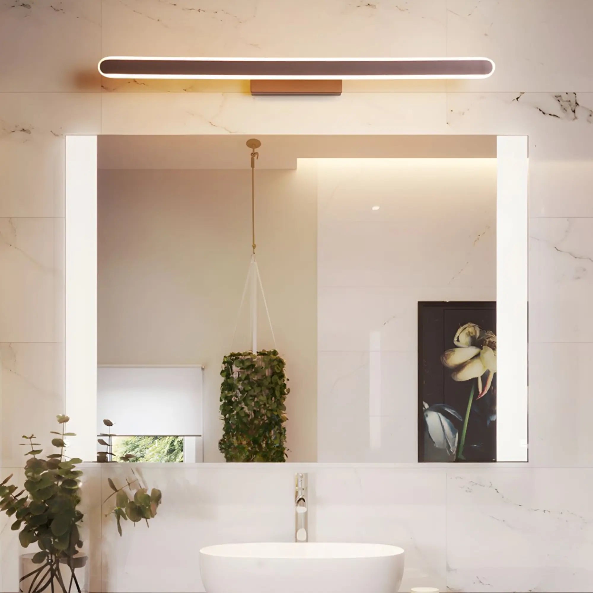 Applique murale salle de bain LED contemporaine design épuré marron intégration harmonieuse