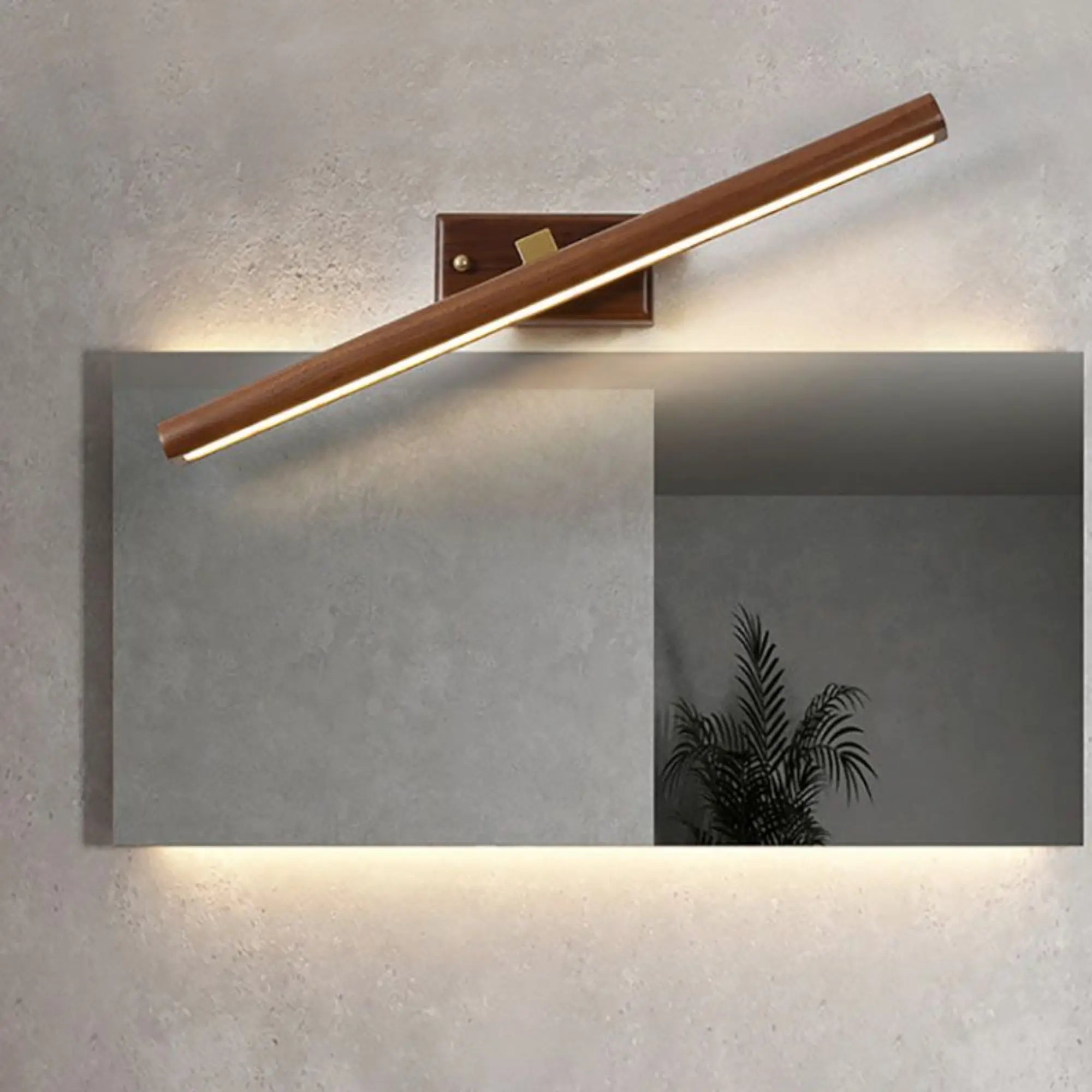 Applique murale salle de bain LED rotative en bois clair éclairage doux design moderne ajustable
