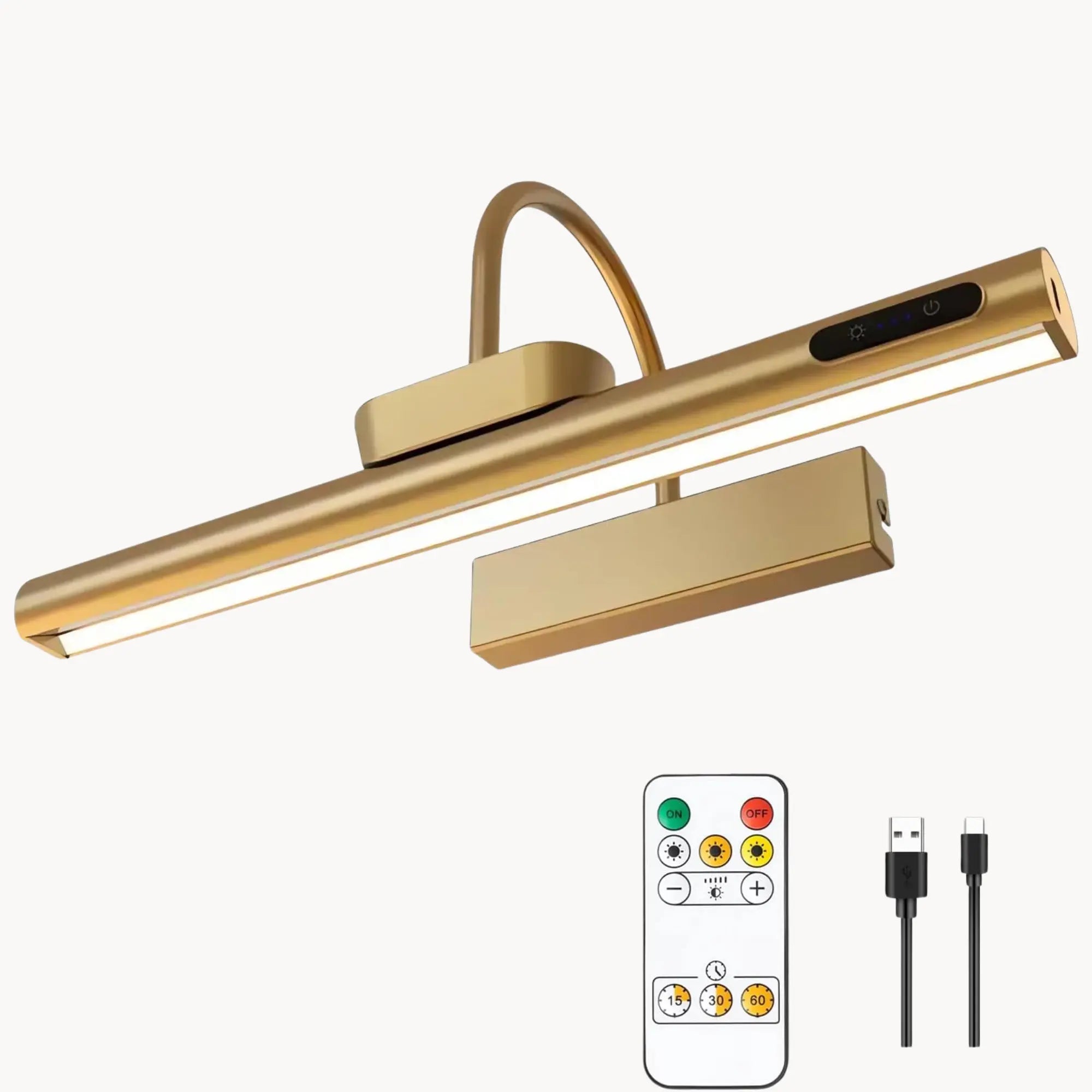 Applique murale dorée LED rechargeable directionnelle avec télécommande ajustable en hauteur