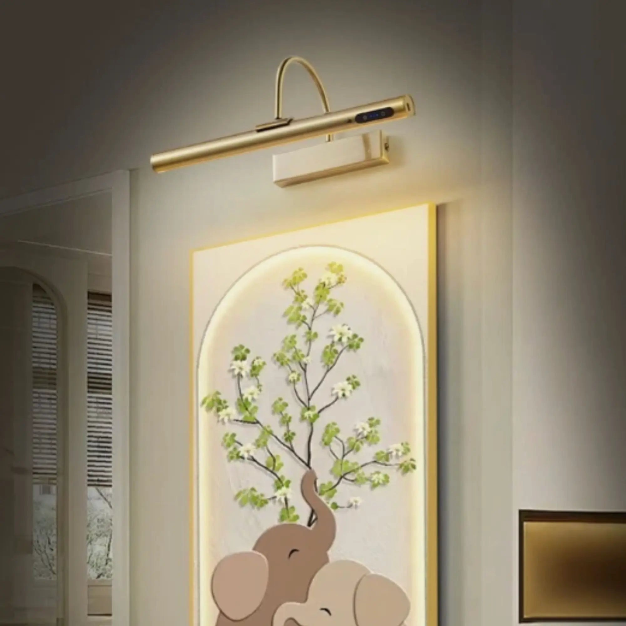 Applique murale dorée LED rechargeable directionnelle avec télécommande ajustable en hauteur