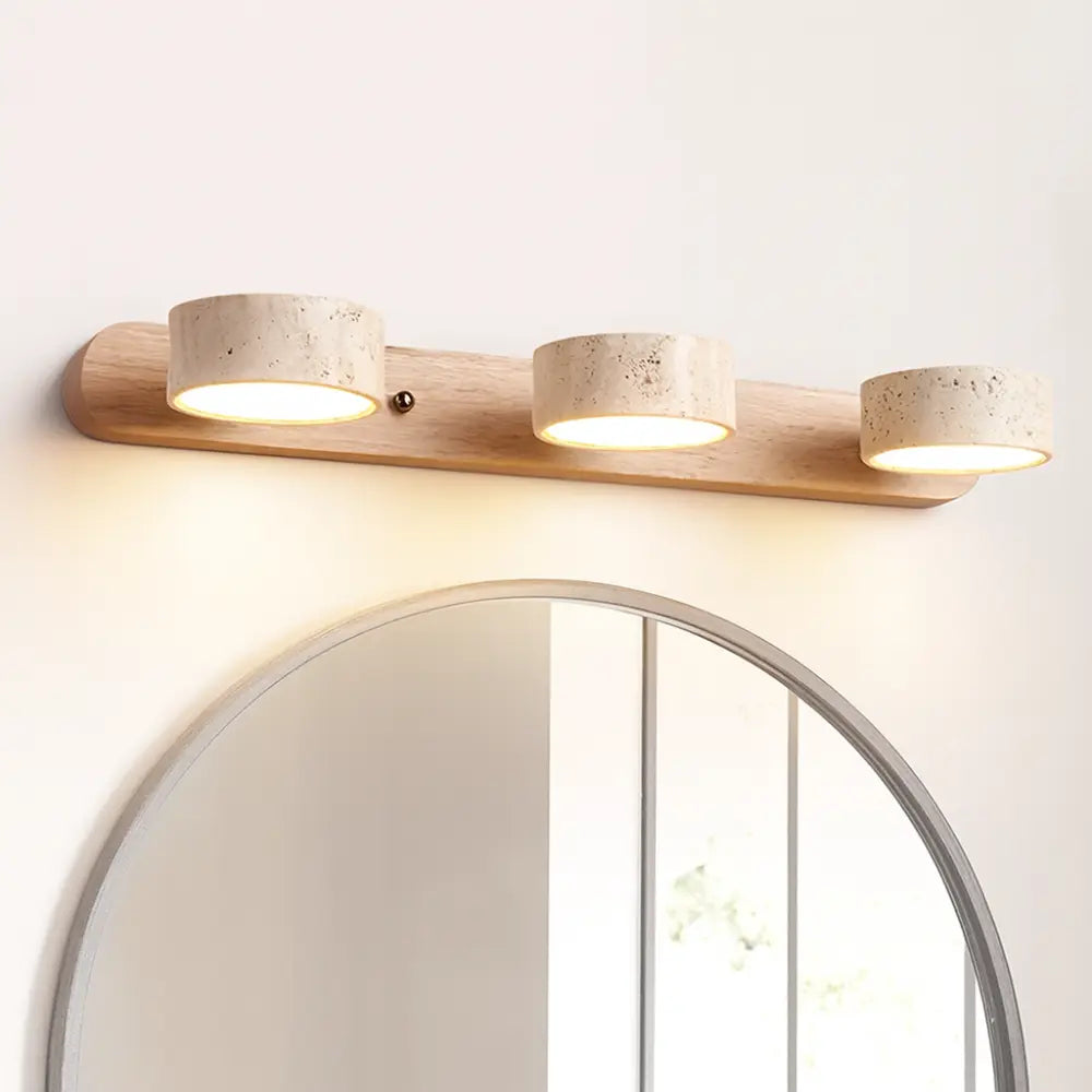 Applique murale LED pour salle de bain en bois clair travertin design minimaliste