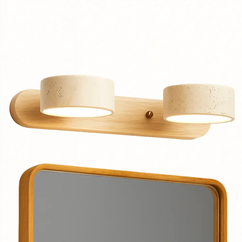 Applique murale LED pour salle de bain en bois clair travertin design minimaliste
