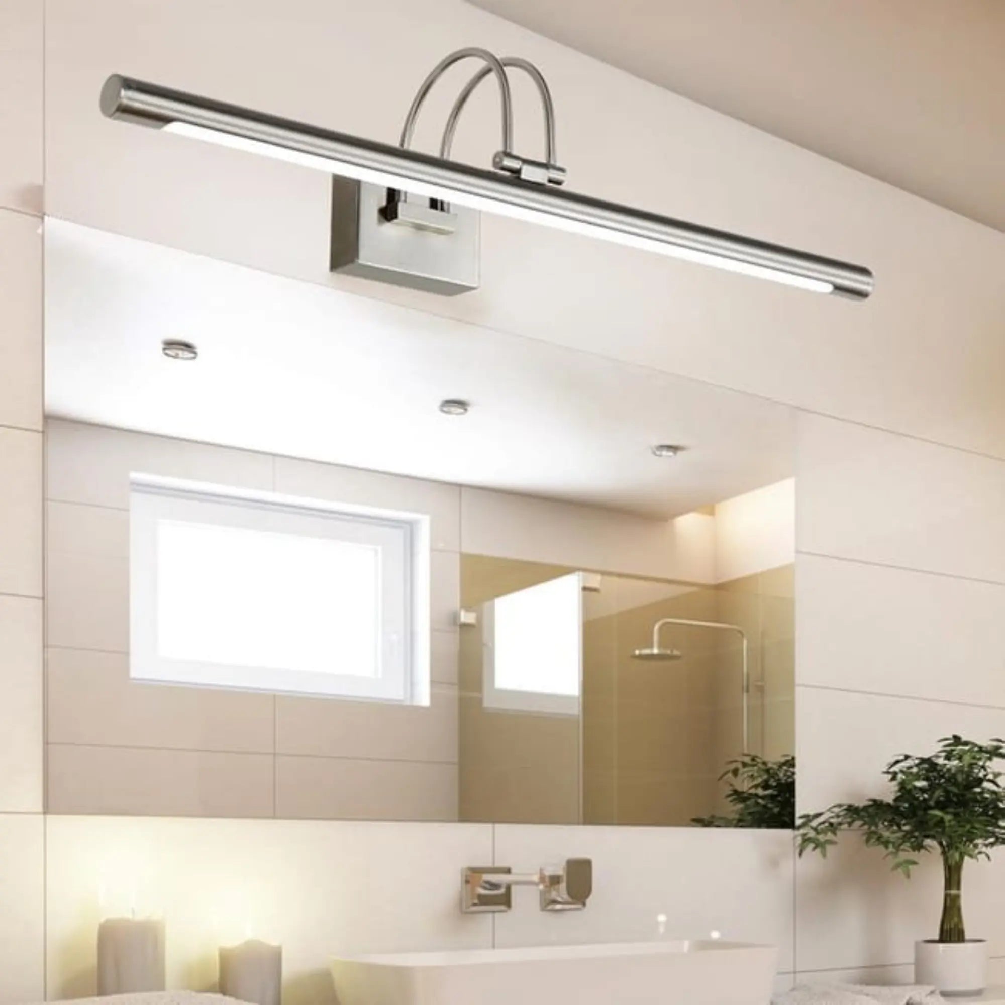Applique murale salle de bain LED pour miroir moderne en bronze, or ou chrome, 41 cm ou 55 cm