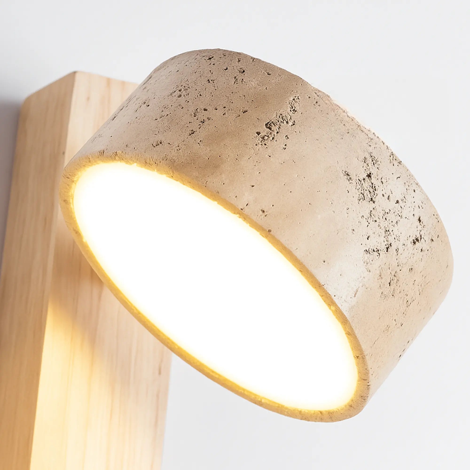 Applique murale bois style japonais LED, base rectangulaire, abat-jour clair rotatif