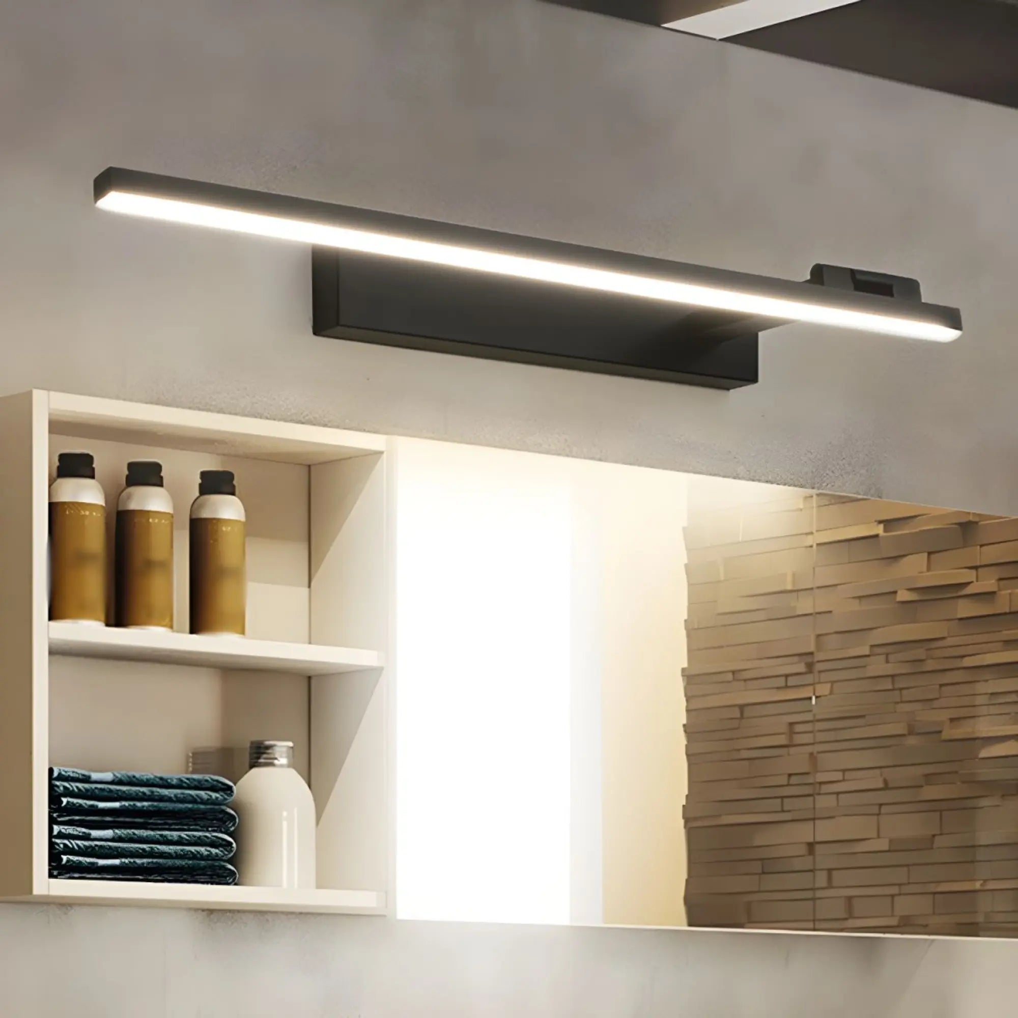 Applique murale salle de bain LED design linéaire orientable noire ou blanche