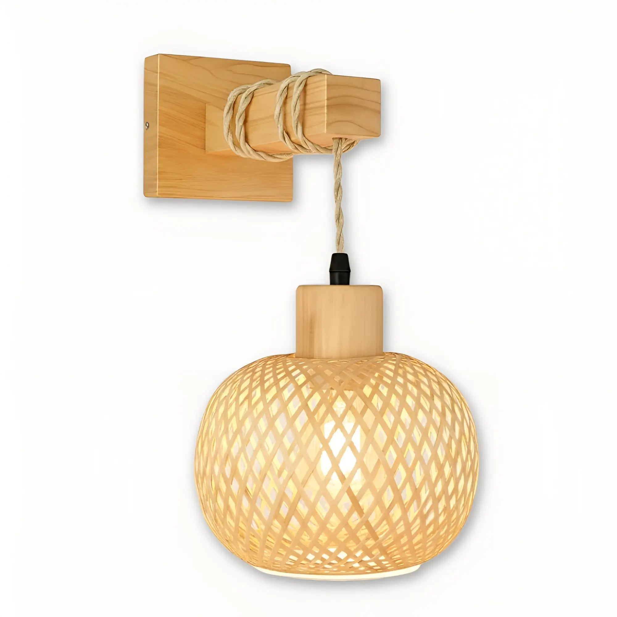 Applique murale ronde en rotin naturel style scandinave pour ambiance chaleureuse