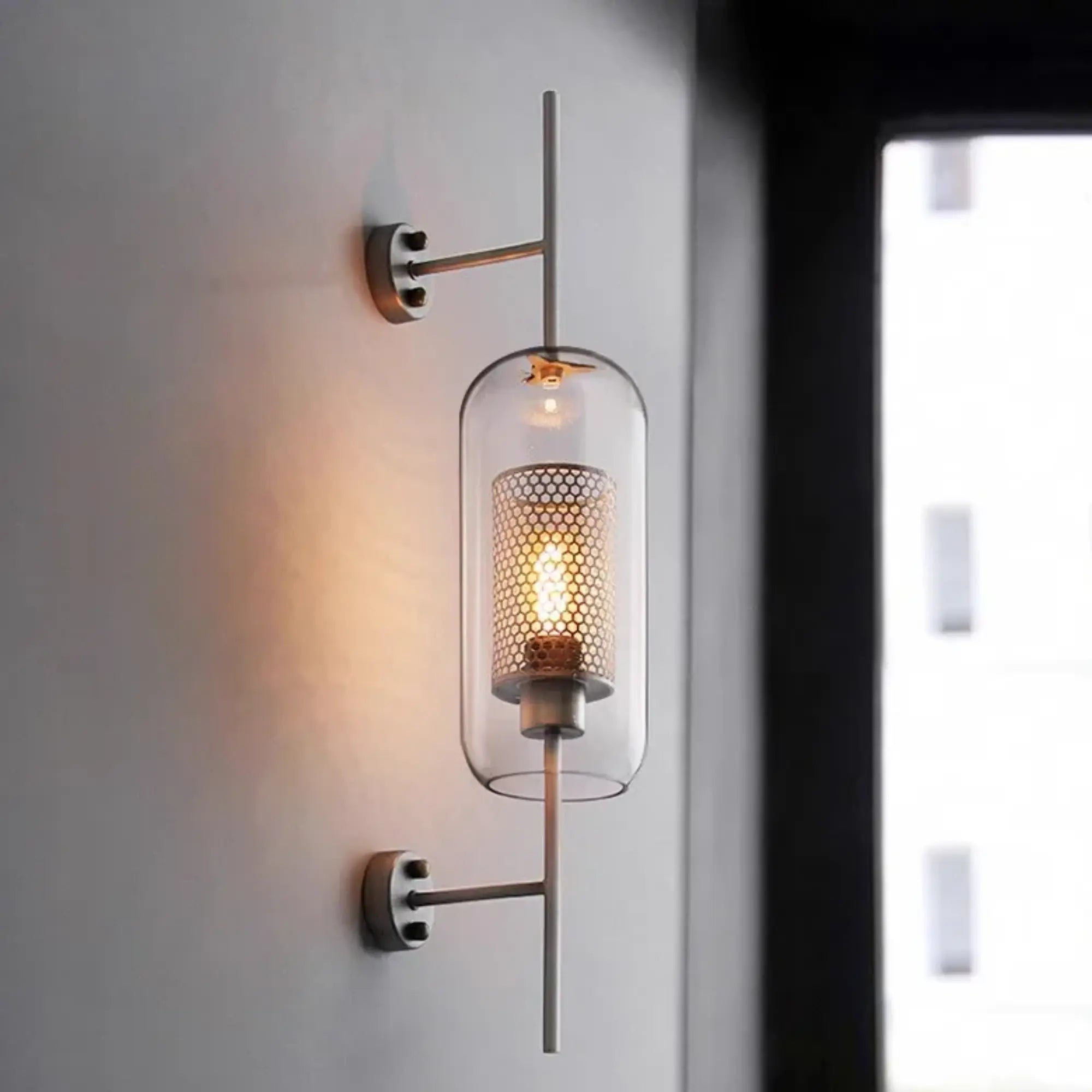 Applique murale en verre design tube vertical ajouré éclairage haut bas