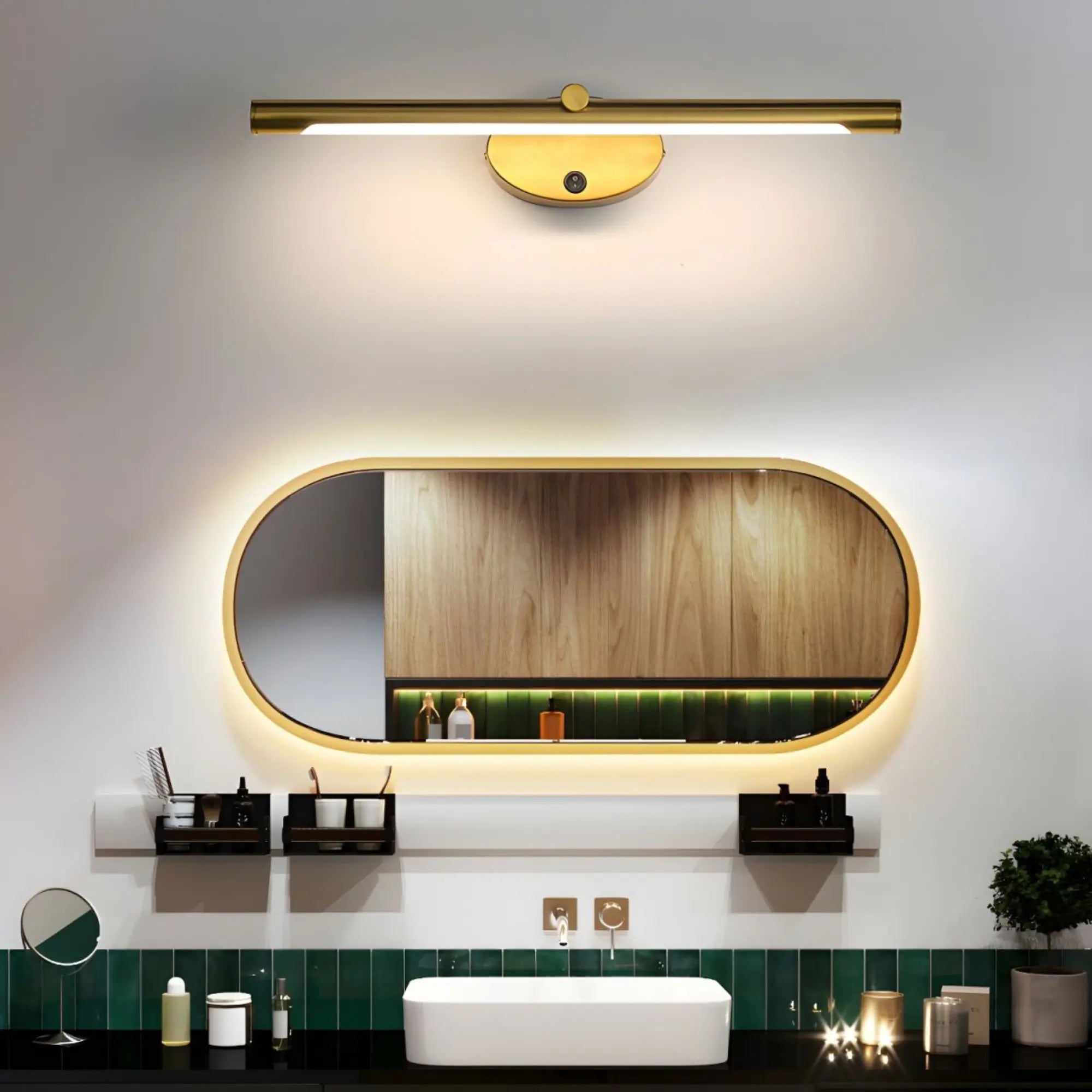 Applique murale salle de bain LED tactile noir ou doré miroir éclairage intégré