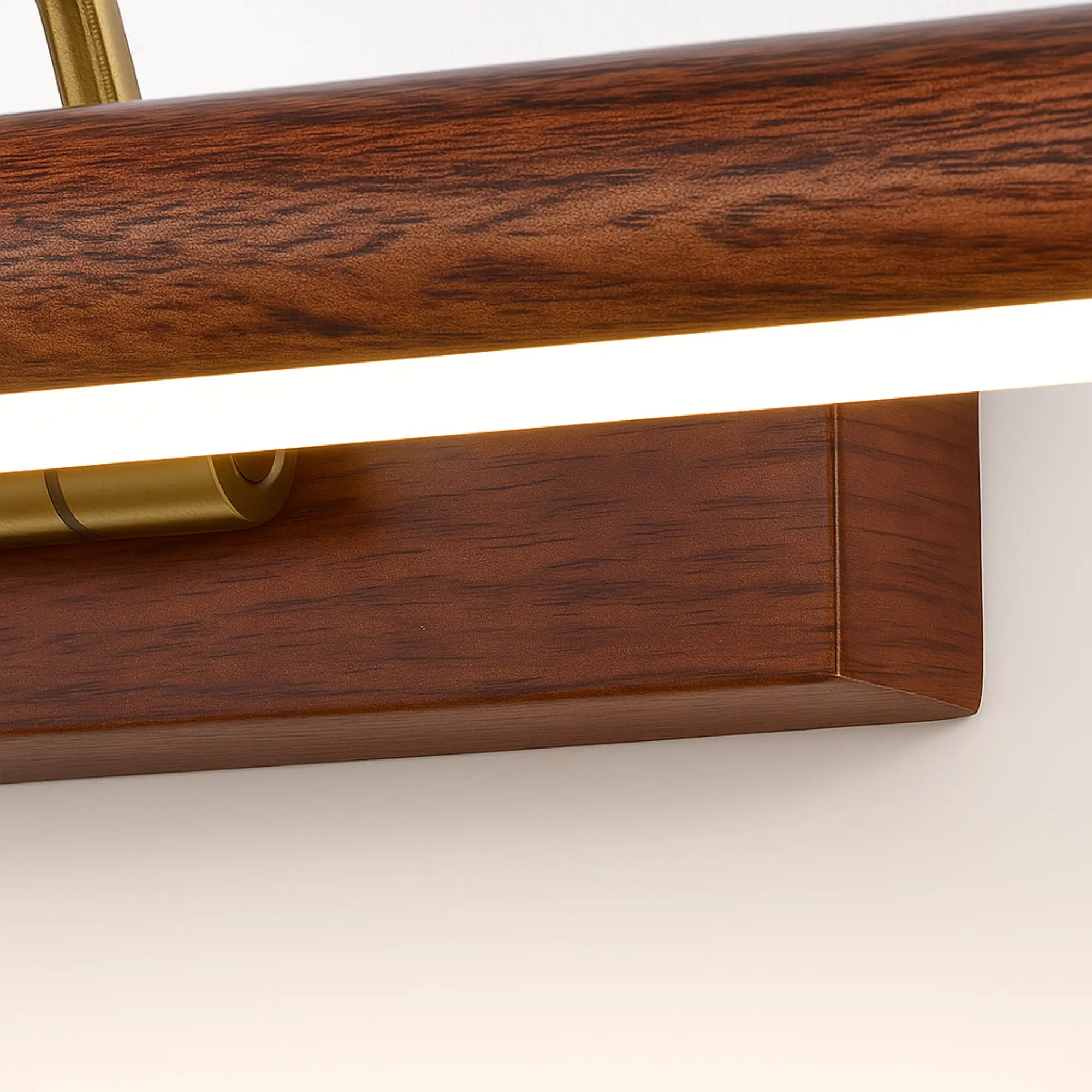 Applique murale salle de bain design bois doré moderne LED miroir élégante