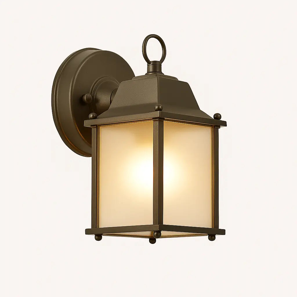 Applique murale en verre style lanterne aluminium noir IP65