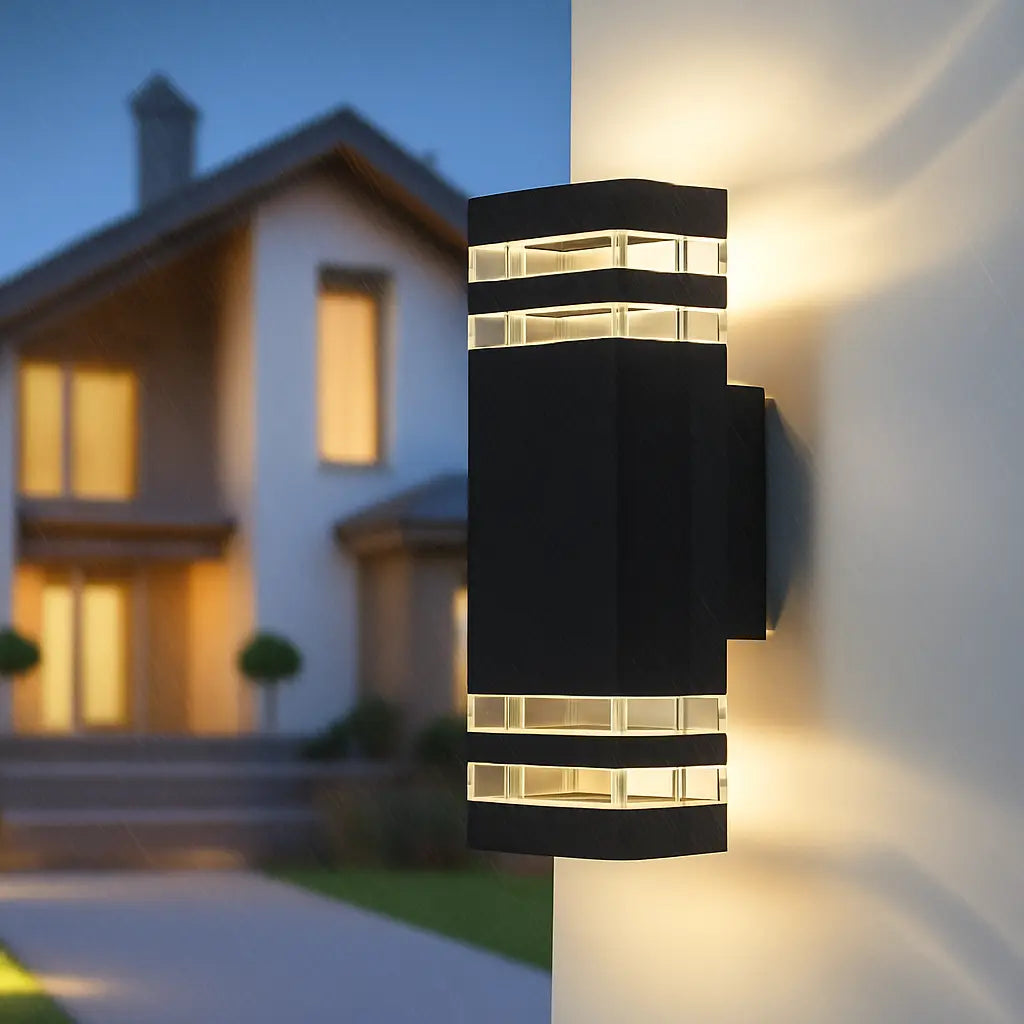 Applique murale ronde LED extérieure aluminium noir design moderne