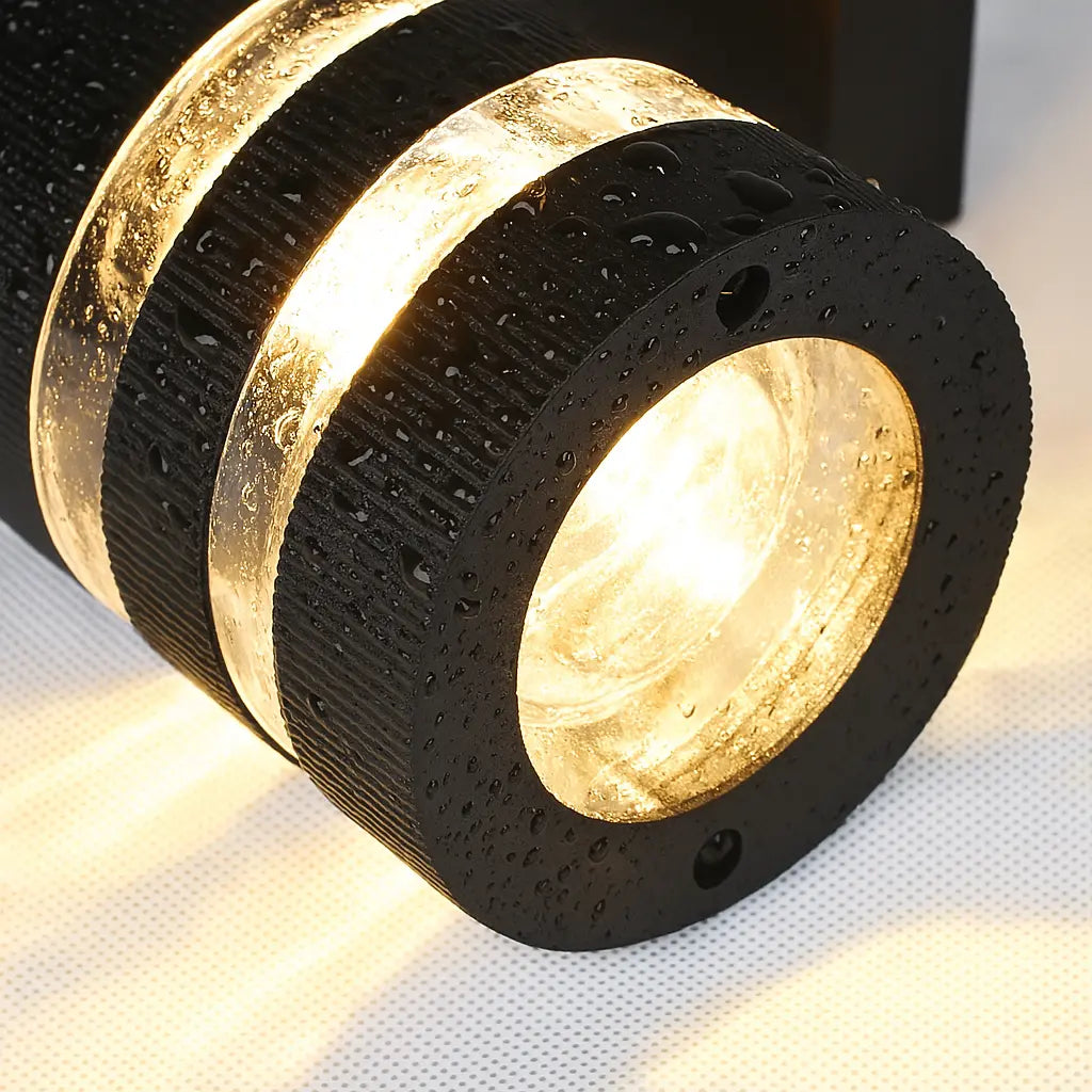 Applique murale ronde LED extérieure aluminium noir design moderne