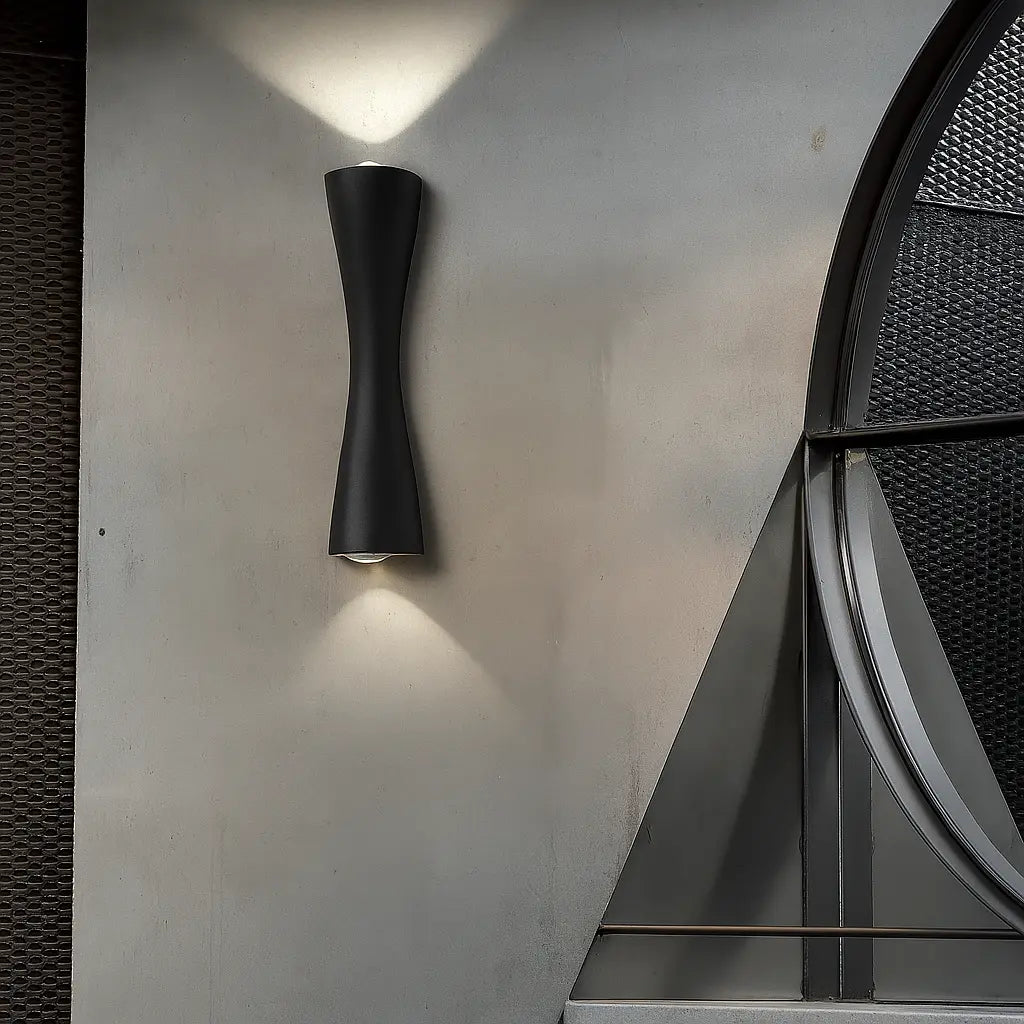 Applique murale dorée design extérieur LED robuste aluminium éclairage haut bas