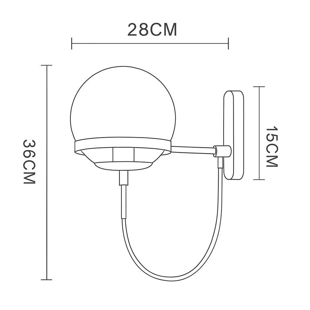 Applique murale dorée forme globe design vintage moderne en verre et métal