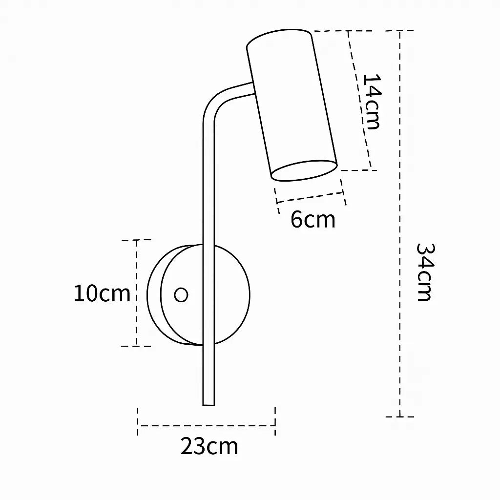 Applique murale dorée orientable en métal LED ajustable pour chevet ou bureau