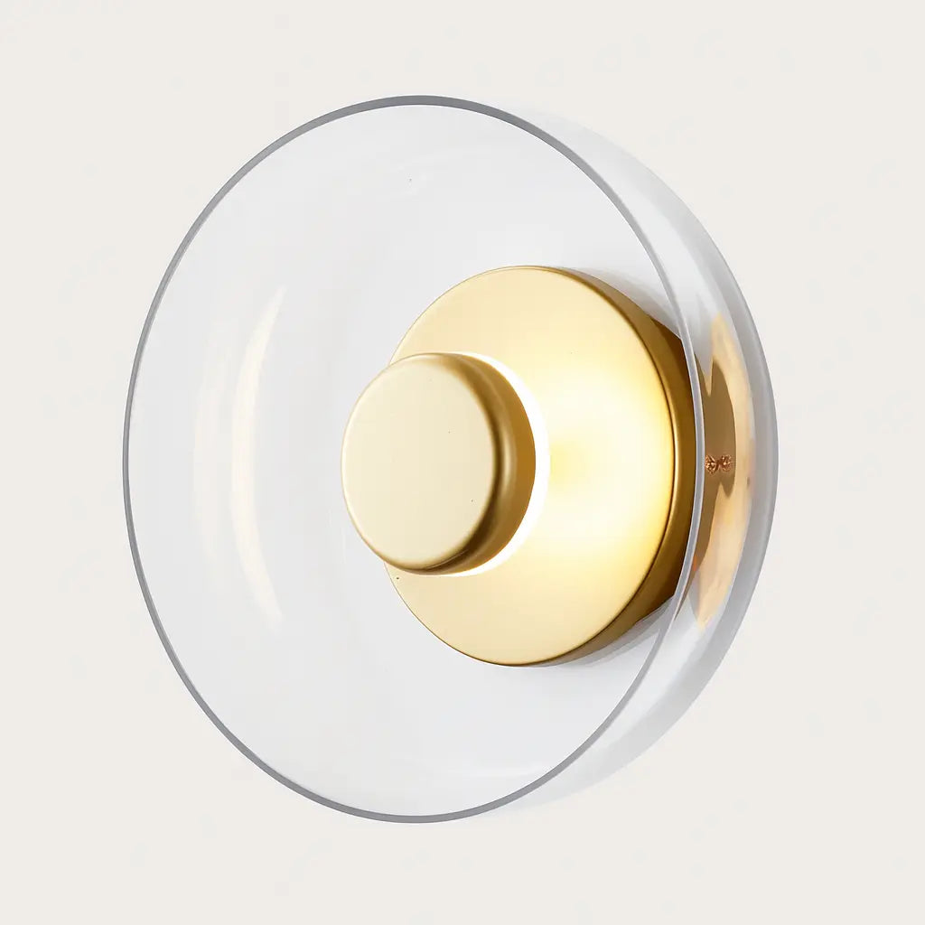 Applique murale ronde design LED verre doré superposition circulaire ambiance cosy