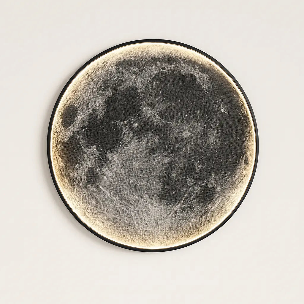 Applique murale en verre design lune LED structure métallique