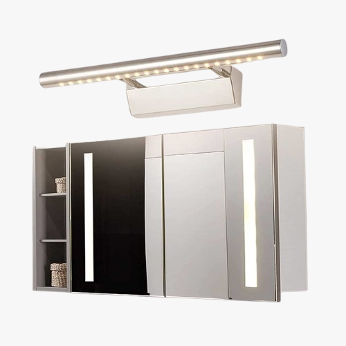 Applique murale LED pour salle de bain, modèle étanche avec interrupteur, en acier inoxydable, éclairage blanc chaud