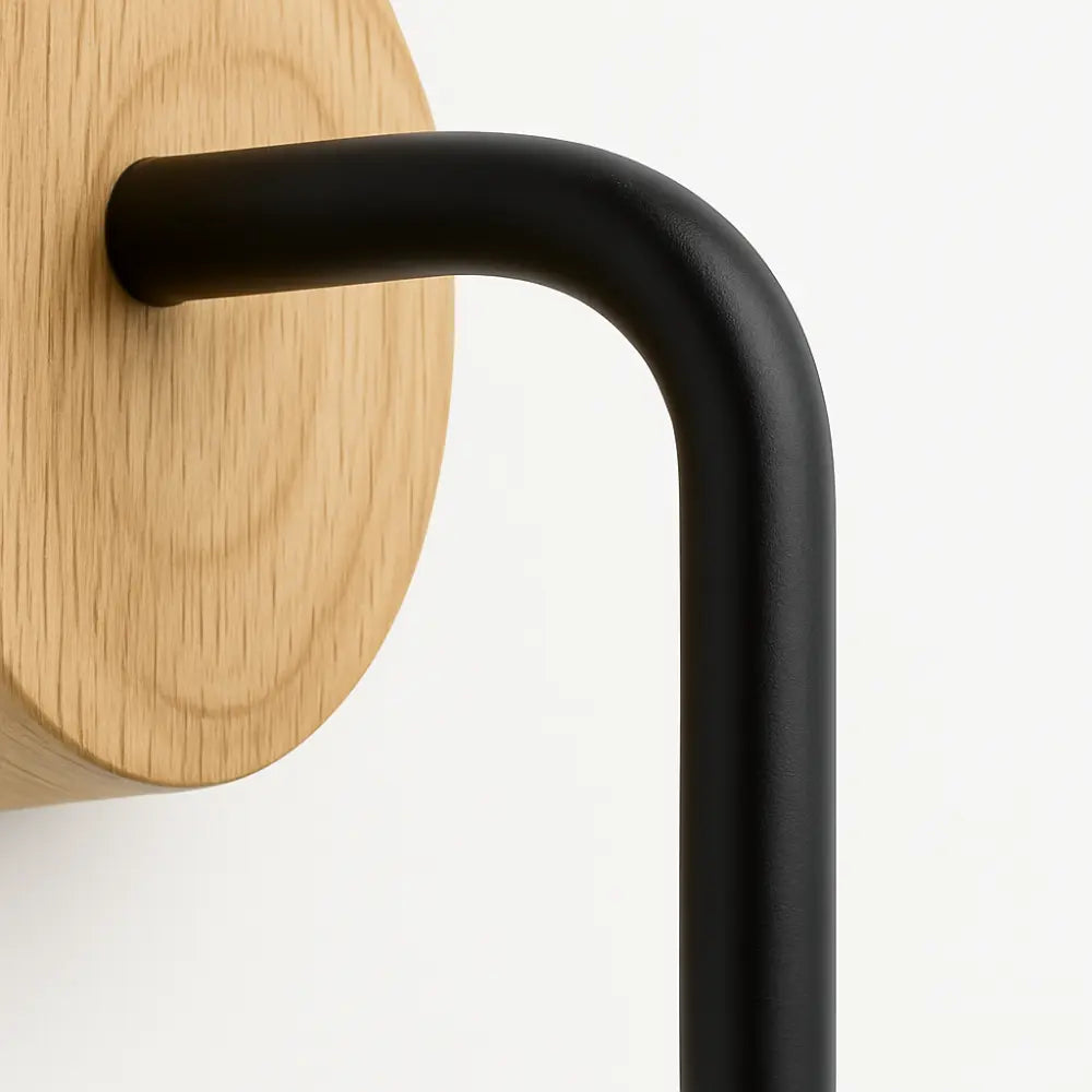 Applique murale bois design moderne métal noir douille arrondie LED E14