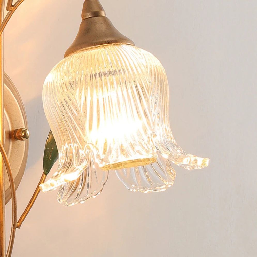 Applique murale cuisine boule verre feuilles dorées design lumineuse élégante