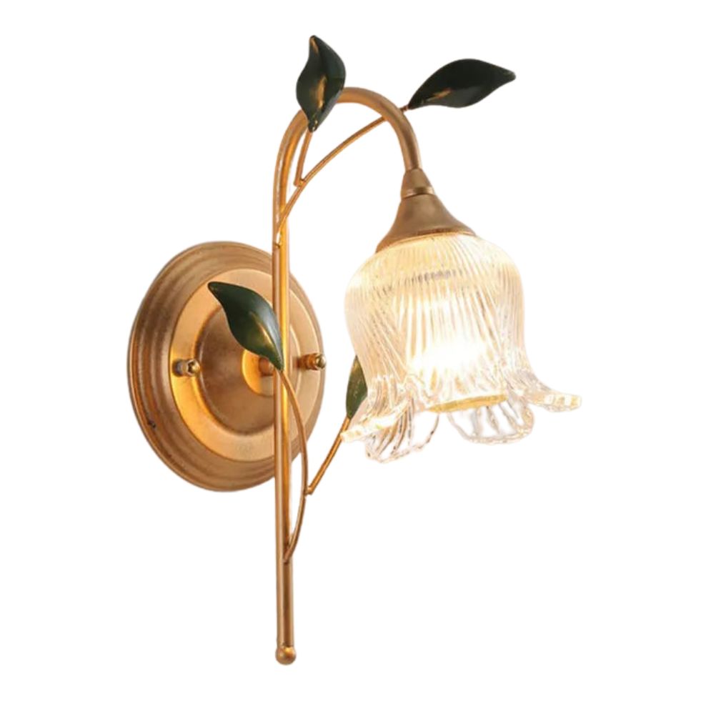 Applique murale cuisine boule verre feuilles dorées design lumineuse élégante