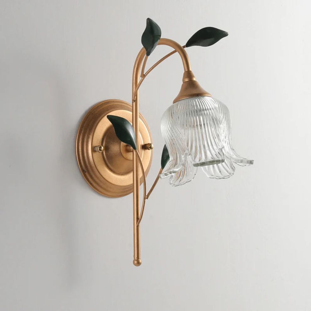 Applique murale cuisine boule verre feuilles dorées design lumineuse élégante