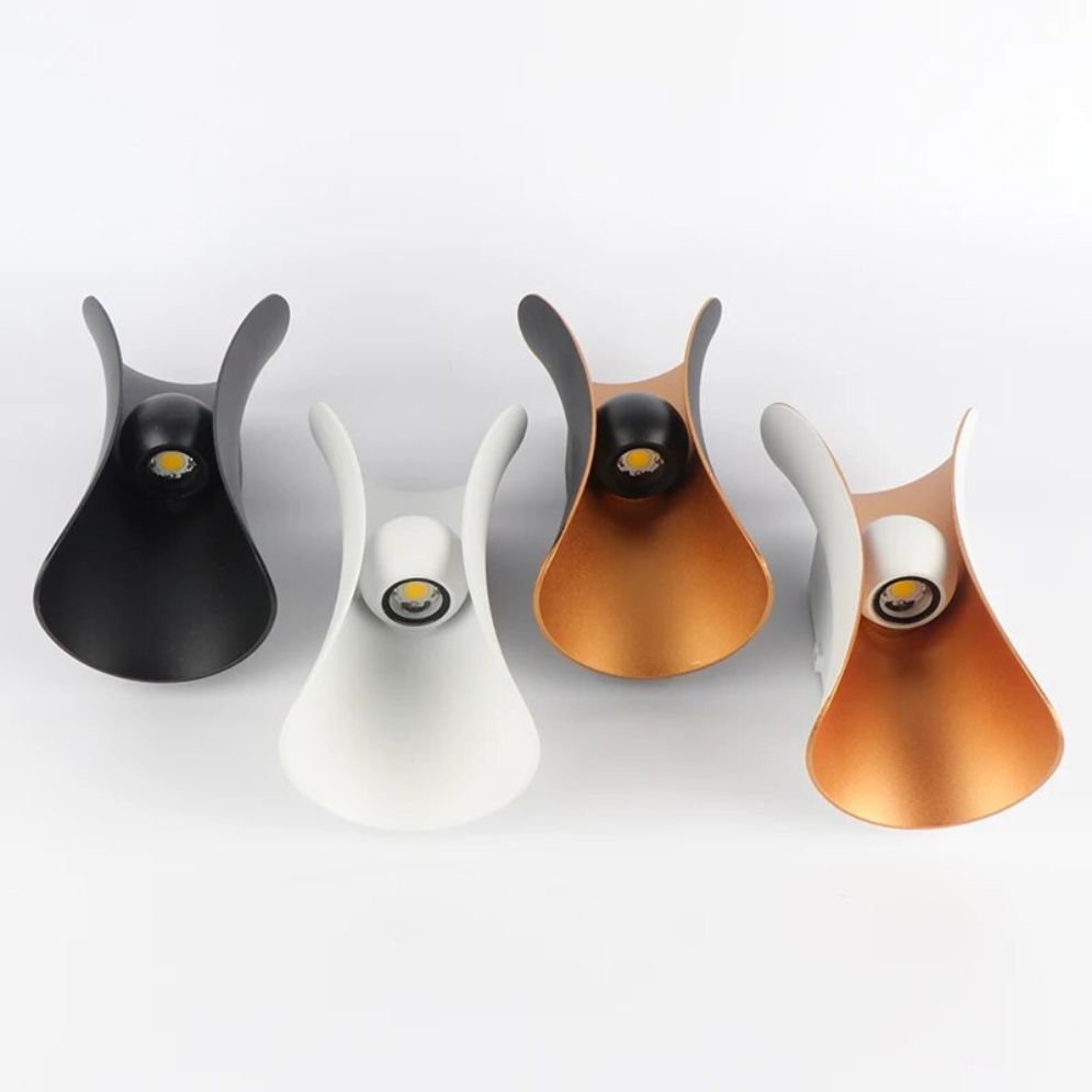 Applique murale industrielle LED incurvée aluminium noir ou blanc IP65