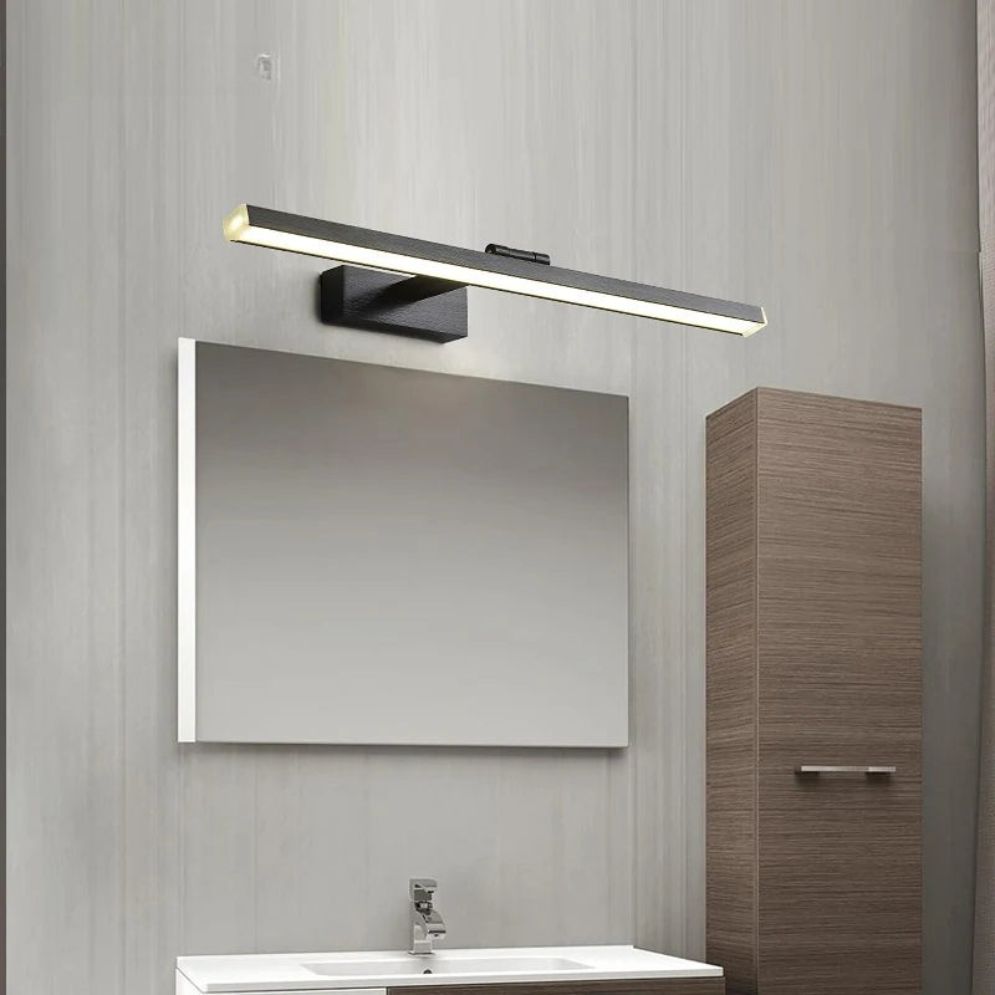 Applique murale bois LED rectangulaire design métal et miroir