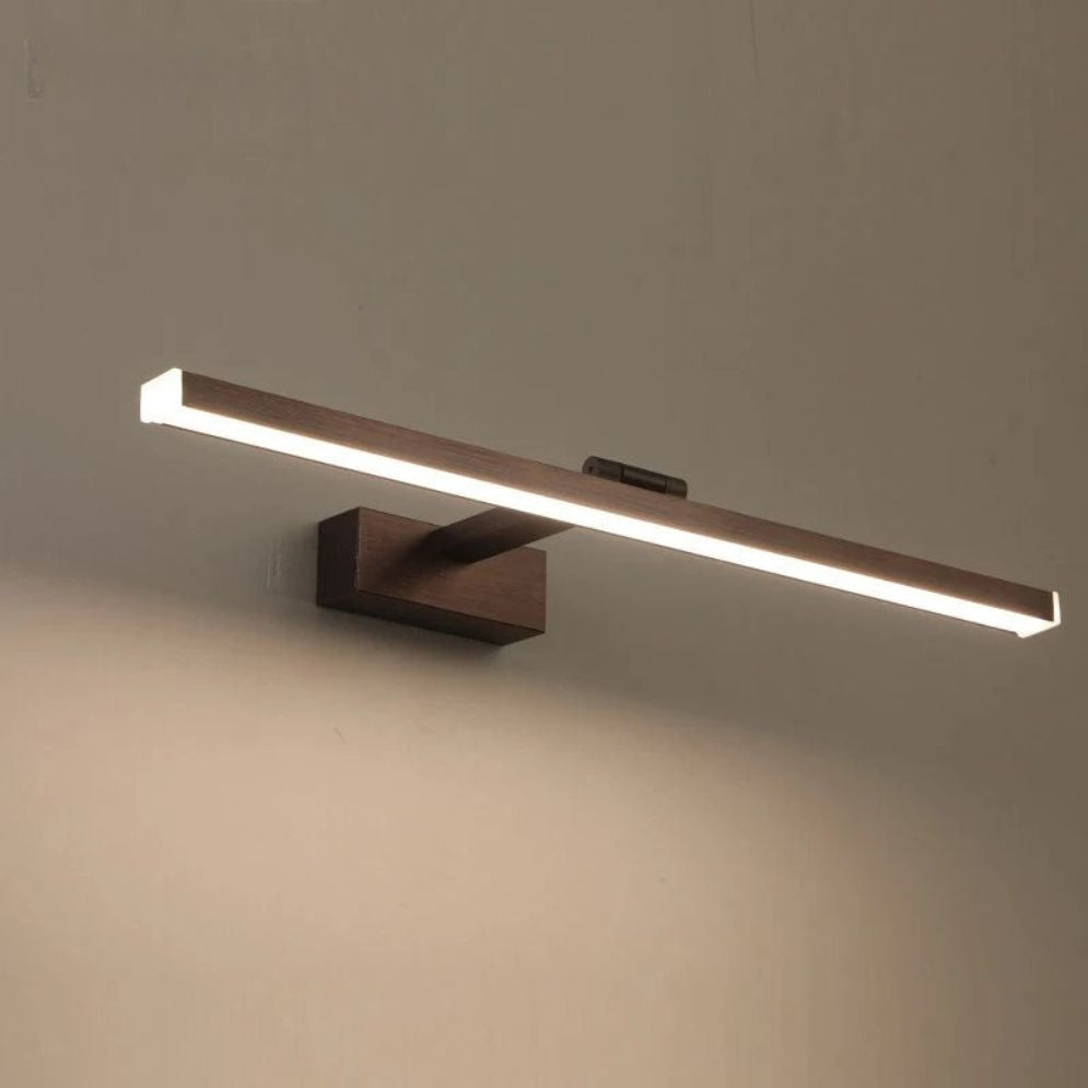 Applique murale bois LED rectangulaire design métal et miroir