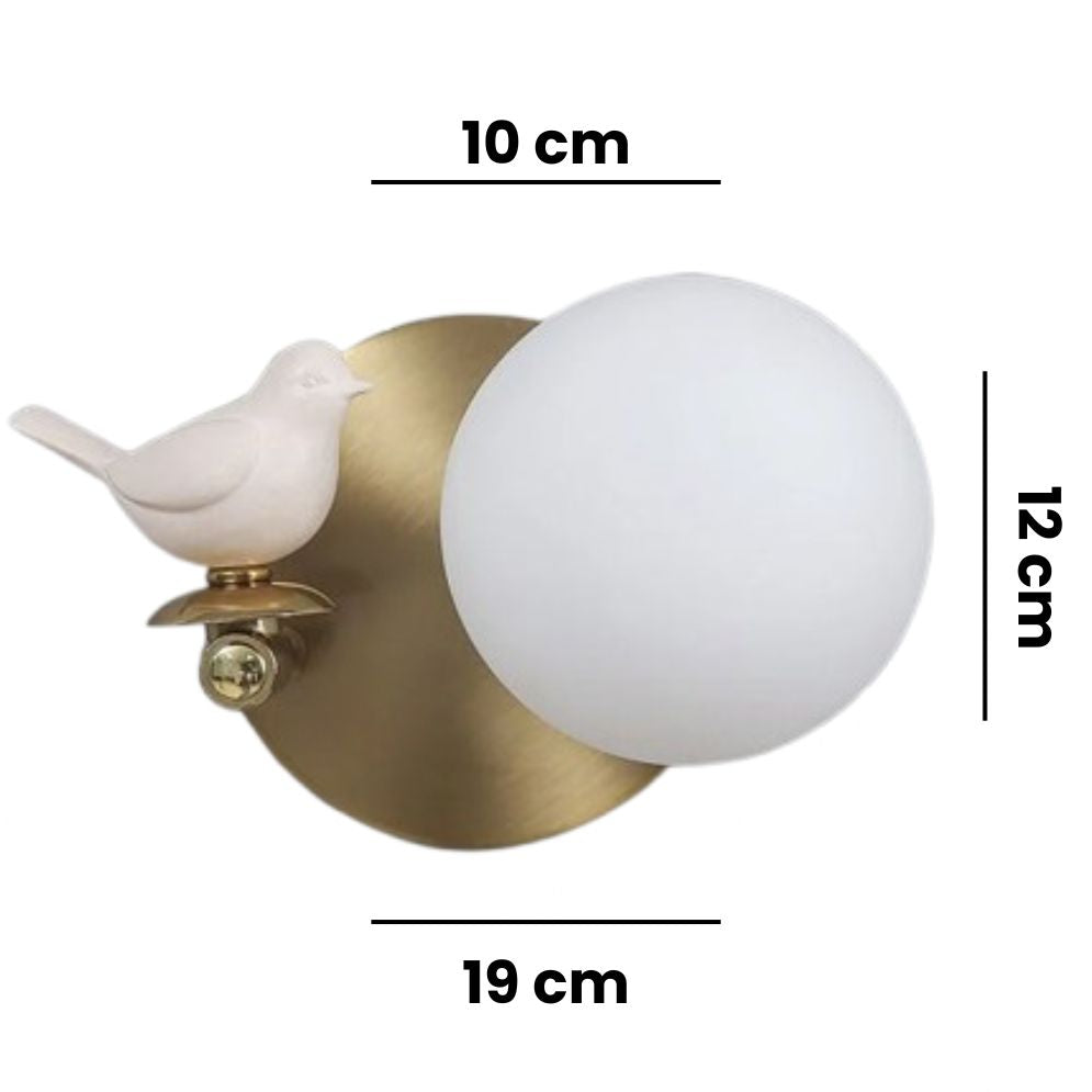 Applique murale en verre design oiseau moderne métal satiné