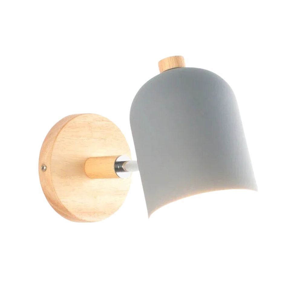 Applique murale bois design minimaliste LED boule blanche métal