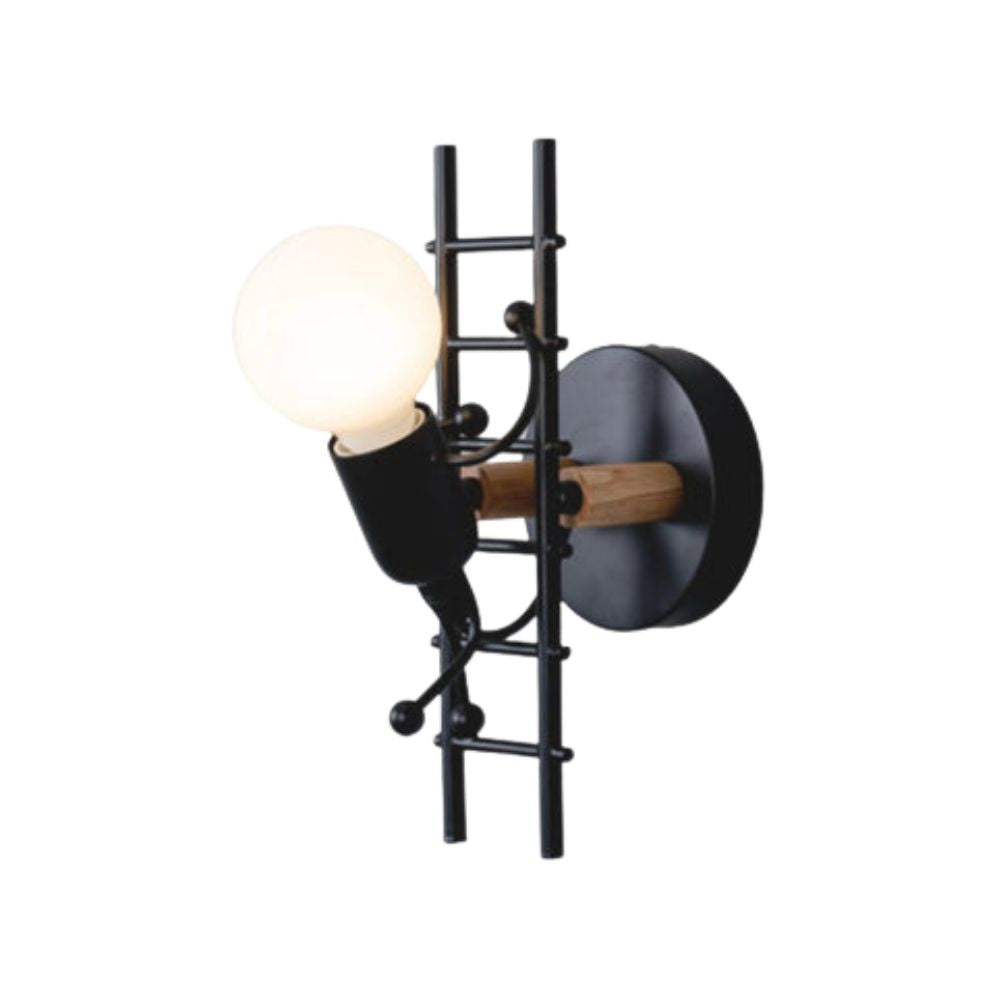 Applique murale industrielle bonhomme métal rétro robot LED échelle noire mat ajustable décorative