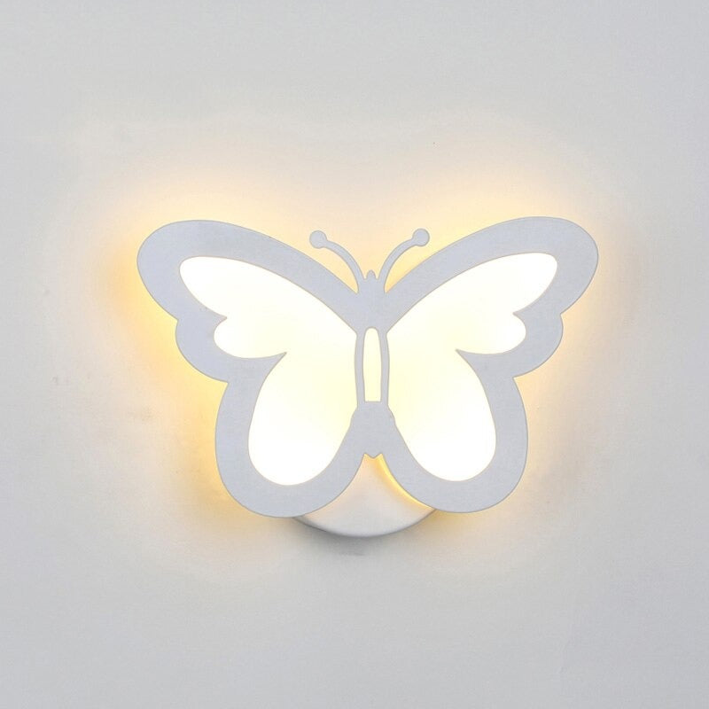 Applique murale ronde LED moderne pour chambre d'enfant en forme de cœur, étoile, feuille, papillon