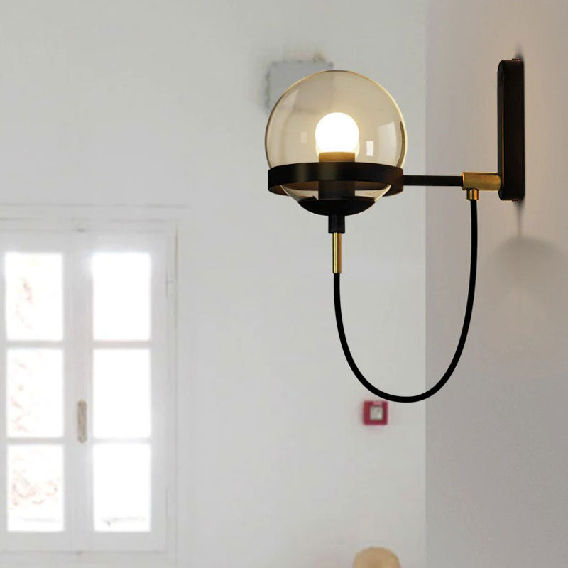 Applique murale en verre design boule ambiance chic industriel dorée ou noire