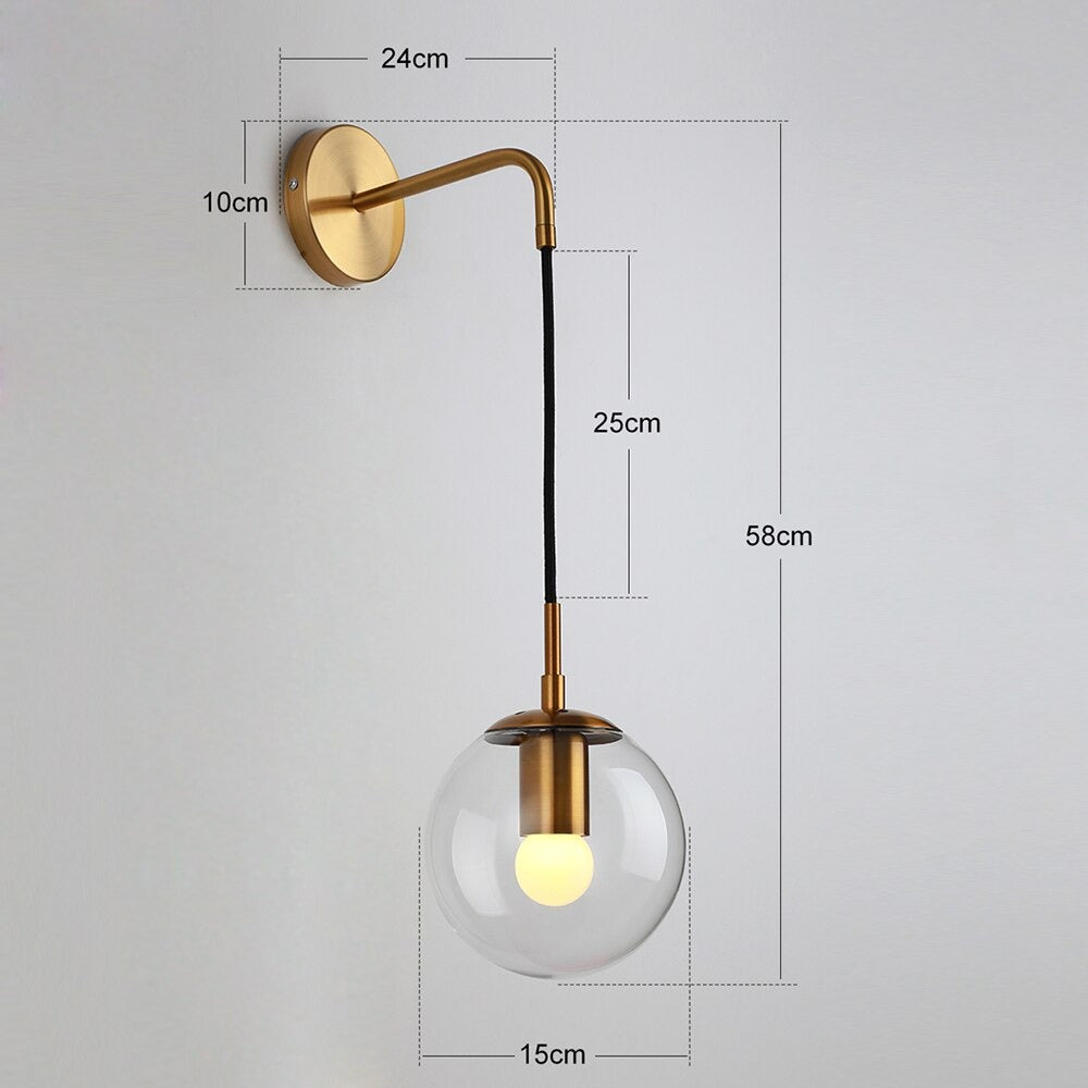 Applique murale en verre design boule suspendue ambiance chic
